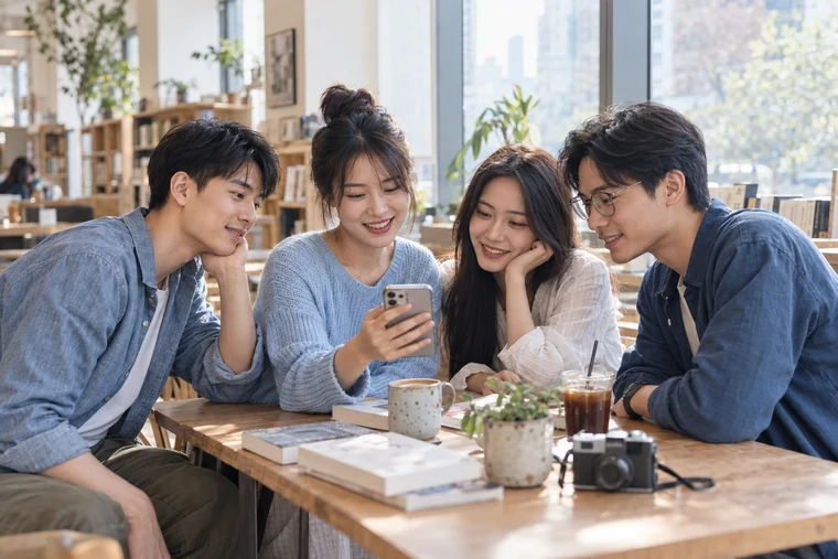 朋友相聚的社区内容示意